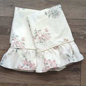 Vintage Coming Home Lands End Ruffle Edge Pillowcases - King Floral - USA‎ Made